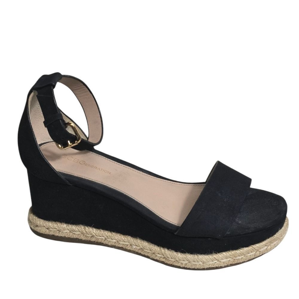 BCBGeneration Black Espadrille Wedge Sandals